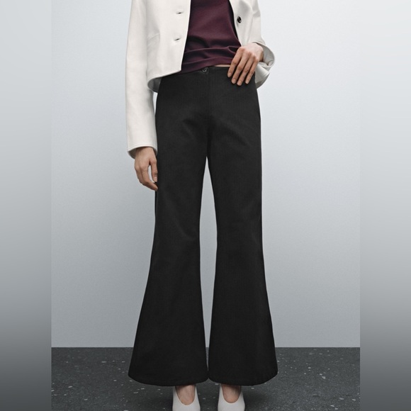 Massimo Dutti Wide-leg cotton trousers with striped
detail • Black • 8 • NWT - Picture 1 of 5